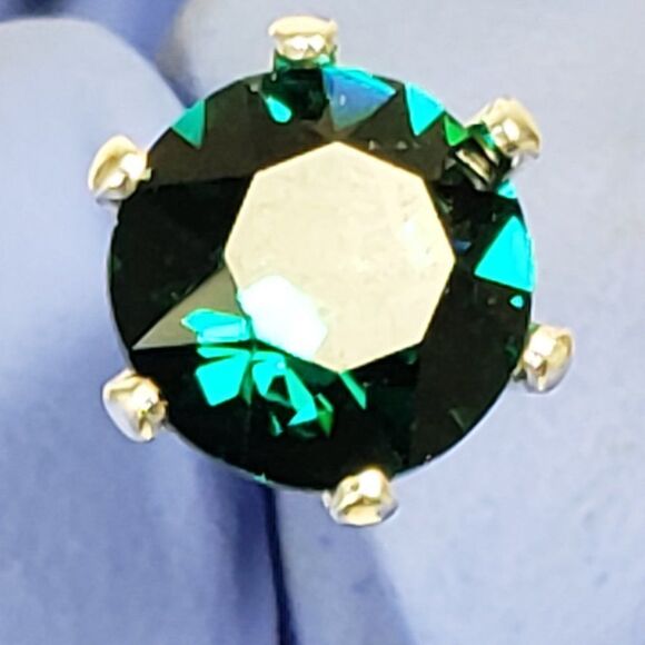 Swarovski Crystal - Sterling Silver Overlay 2 CTW Emerald Stud Earrings - 0.24" - Picture 9 of 9